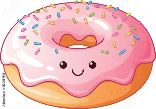 pink glaze, happy face, soft on white background