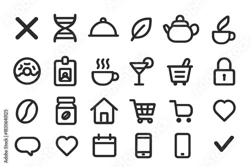 Essential line symbols for modern user interface design and mobile application development