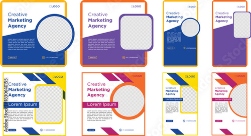 Set business sosial media post template design vector