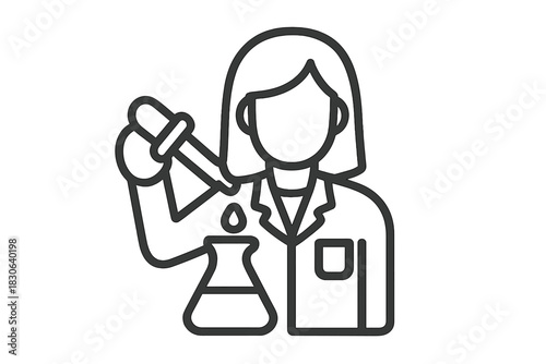 Scientist dispensing liquid with pipette dropper into laboratory flask