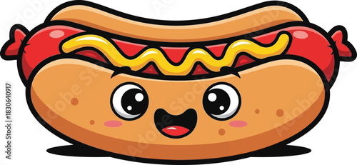 cute hotdog with on white background