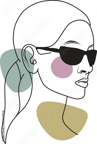 Minimalist Line Art Woman with Sunglasses