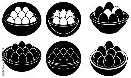 Fresh eggs in bowls, perfect for breakfast, baking, and culinary creations. Use this illustration for your food blog or recipe book, a delicious treat!