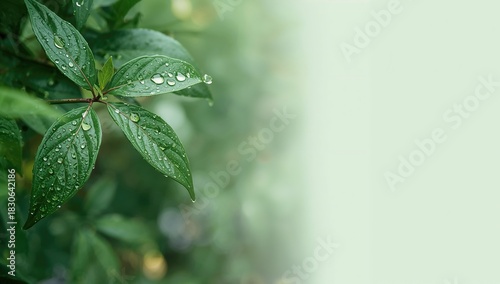Wet leaves after rain, emph...
