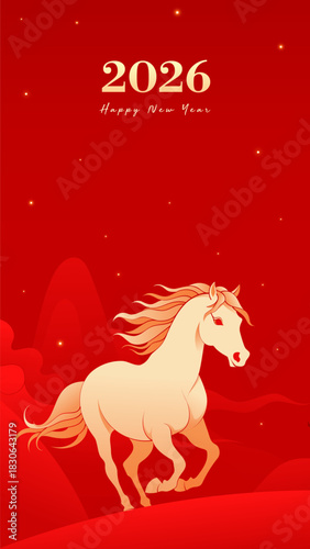 Chinese style festive atmosphere poster for the Spring Festival of the Year of the Horse