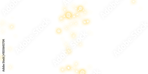 Gold bokeh lights isolated. PNG background with gold sparkles	