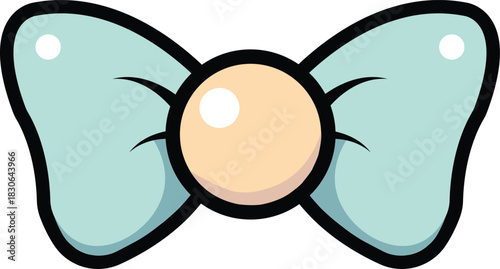 Cute mint green bow tie with a central beige pearl