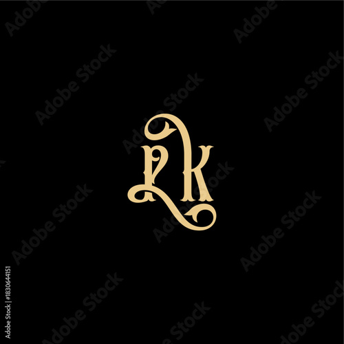 monogram modern logo initial royal concept PK Barock style design letter