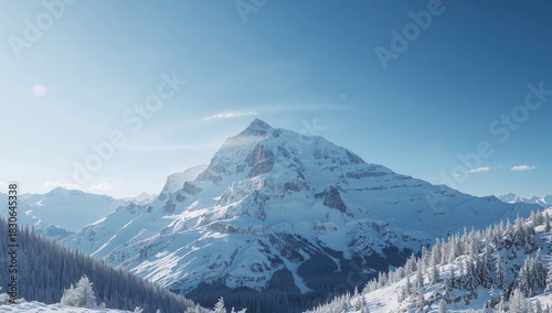 Snow-covered mountain in a ...