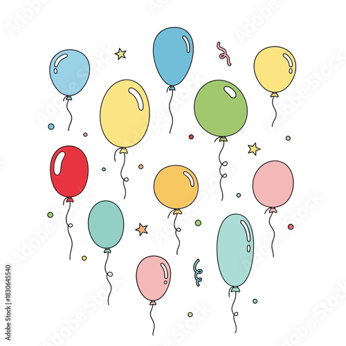 Colorful balloons floating in the air, perfect for a festive celebration.