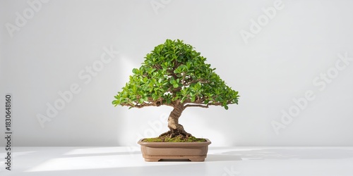 Green bonsai tree against a...