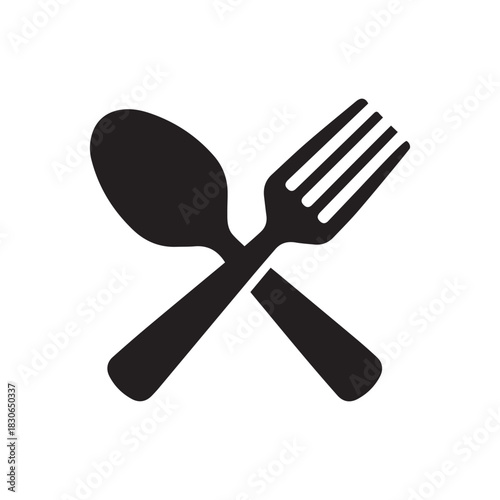 Crossed Spoon Fork Icon – Bold Restaurant Logo