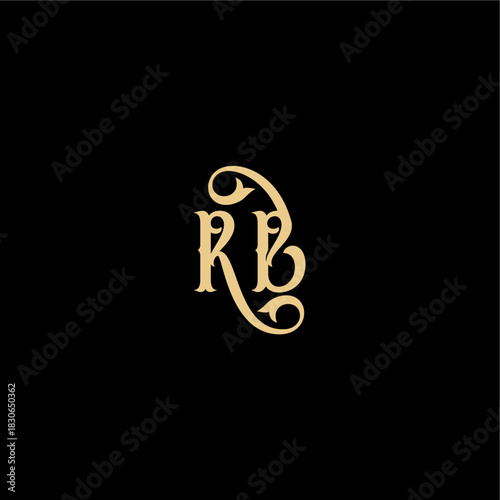 monogram modern logo initial royal concept RB Barock style design letter