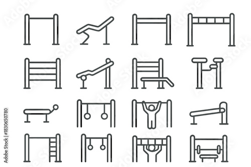Outdoor fitness equipment for public park exercise areas and calisthenics training