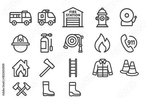Firefighting and emergency rescue service equipment and safety symbols