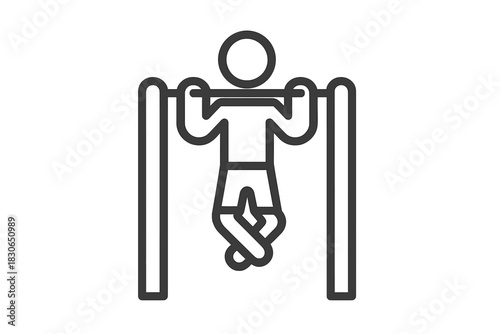 Person performing a fitness exercise hanging from a pull-up bar with legs crossed