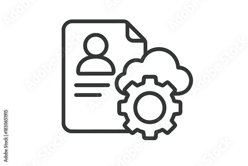 Cloud computing user profile settings and data management process icon symbol