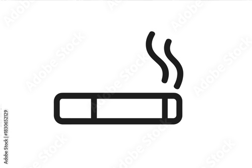 Lit cigarette with rising smoke symbolizing tobacco use or designated smoking area sign