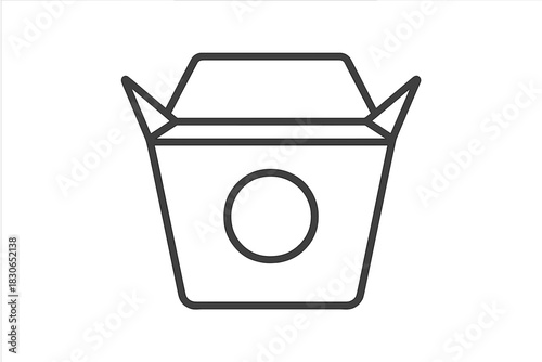 Minimalist outline icon of a paper container for Asian fast food takeout