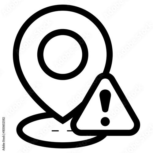 pin location with warning problem sign icon
