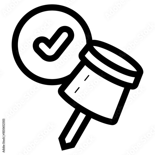 push pin with check mark sign icon