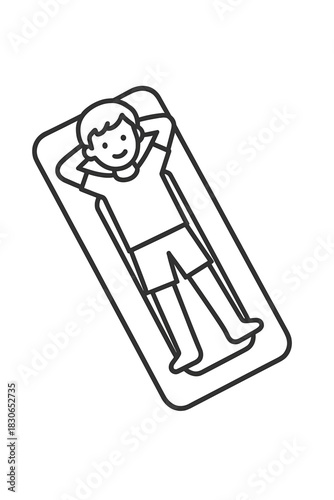 Happy person relaxing on an inflatable air mattress during summer vacation