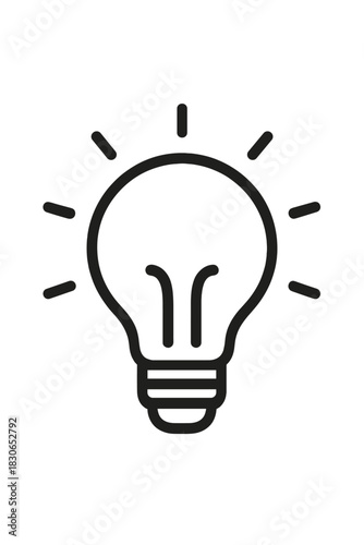 Glowing light bulb outline icon symbolizing a brilliant idea, innovation, and creative solution