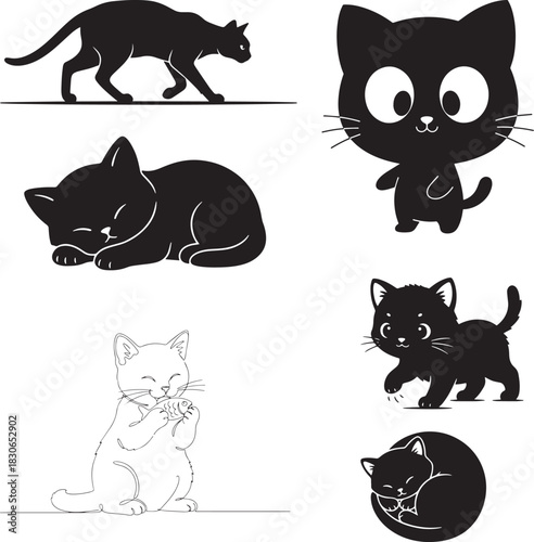 Cat vector silhouette illustration on white background