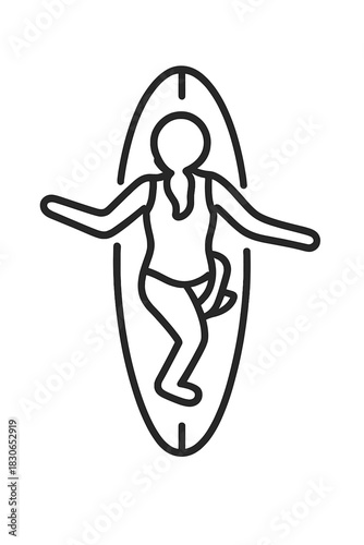 Person lying on a surfboard enjoying summer vacation and water sports activity