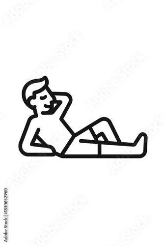 Relaxing man lying down on the ground enjoying leisure time and vacation