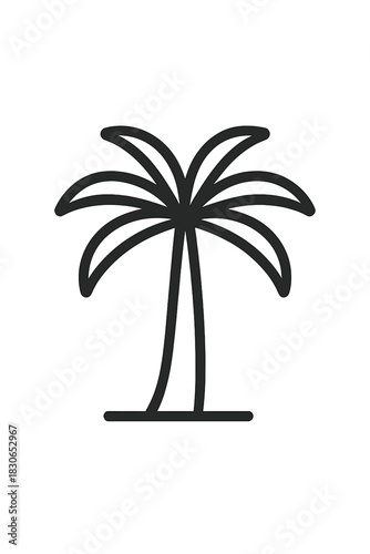 Stylized tropical palm tree symbol with thick black lines for web and mobile applications