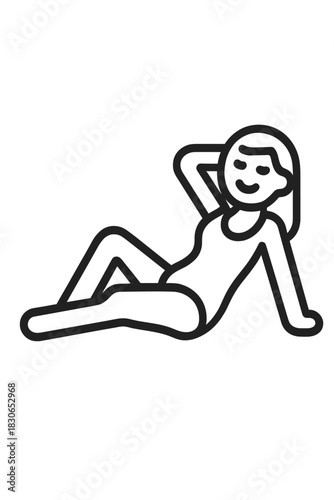 Woman lying down relaxing in a swimsuit enjoying summer vacation leisure time