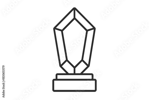 Geometric crystal award trophy standing on a rectangular base symbolizing victory and excellence