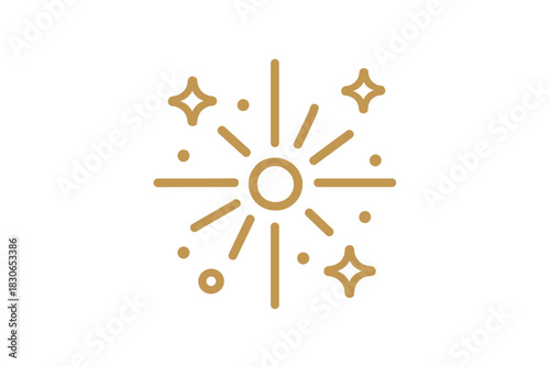 Bright sparkle or radiating light burst symbol with abstract linear design