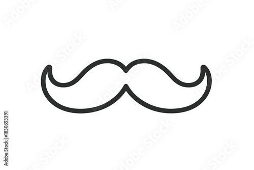 Classic curled mustache representing male facial hair and vintage gentleman style