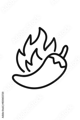 Spicy hot chili pepper icon with flames symbolizing extreme heat and flavor
