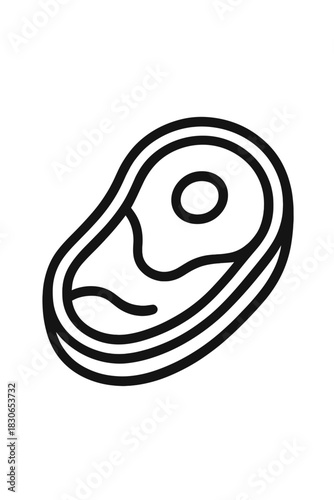 Minimalist outline icon depicting a raw steak cut ready for grilling or pan-frying
