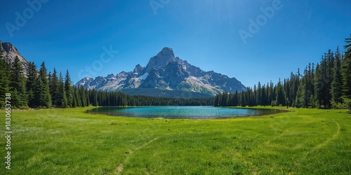 A lush green landscape with...