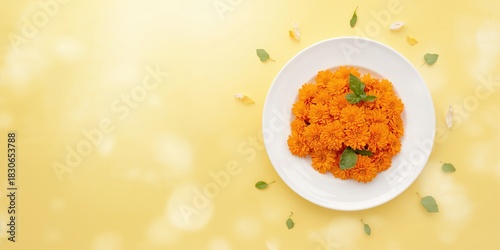 Marigold flower petals arra...
