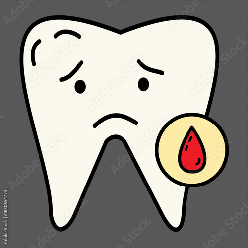 bleeding teeth gum disease dentistry dental issue medical icon minimalist color.eps