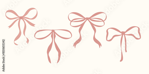 Coquette pastel bow collection. Gentle feminine decorations perfect for invitations and soft stationery
