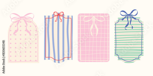 Airy pastel rounded coquette frame set. Gentle feminine shapes ideal for invitation designs