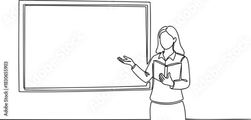 Teacher presenting education training course in front of whiteboard silhouette presentation