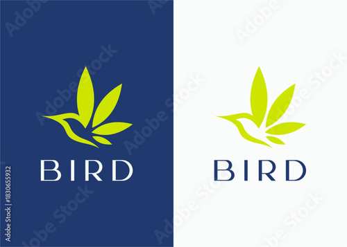 Abstract bird and cannabis leaf combination logo template, a symbol of natural wellness and flight, vector design available in 512.eps
