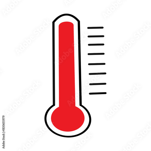 thermometer line icon red simple icon with degrees line marked temperature reading.eps
