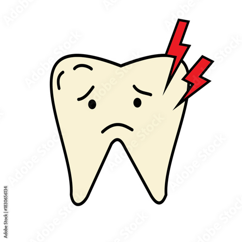 teeth painful sad face dental issue dentistry tooth pain medical line icon minimalist.eps