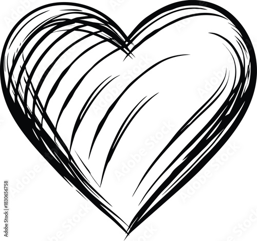 Abstract black and white open book heart shape symbol of love and information reading on a page