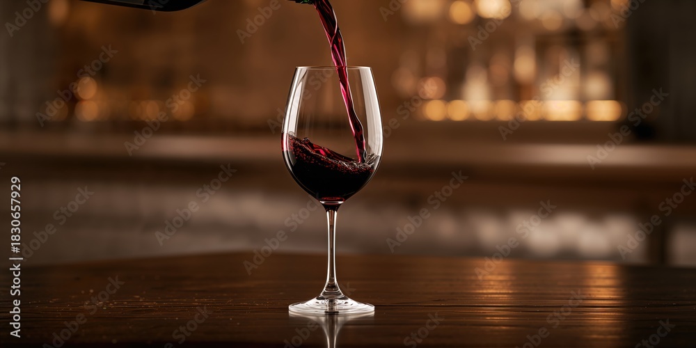 Naklejka premium Pouring wine into a glass for social drinking, emphasizing leisure and ambiance, World Alcohol Awareness Day