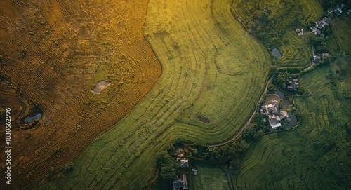 Aerial view of cultivated f...