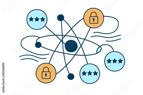 Abstract network structure showing data security and quality rating connections